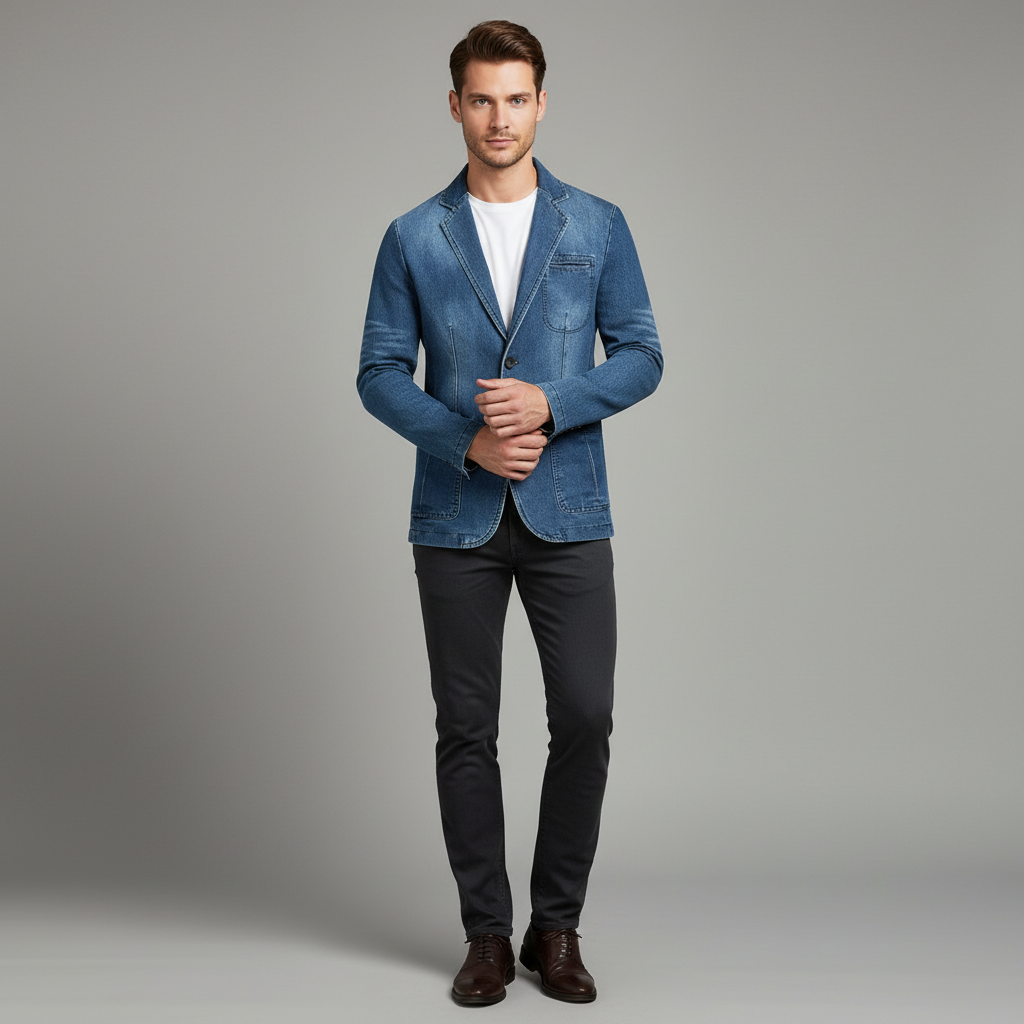 Blazer Vaquero Entallado para Hombre | Estilo Casual Sofisticado
