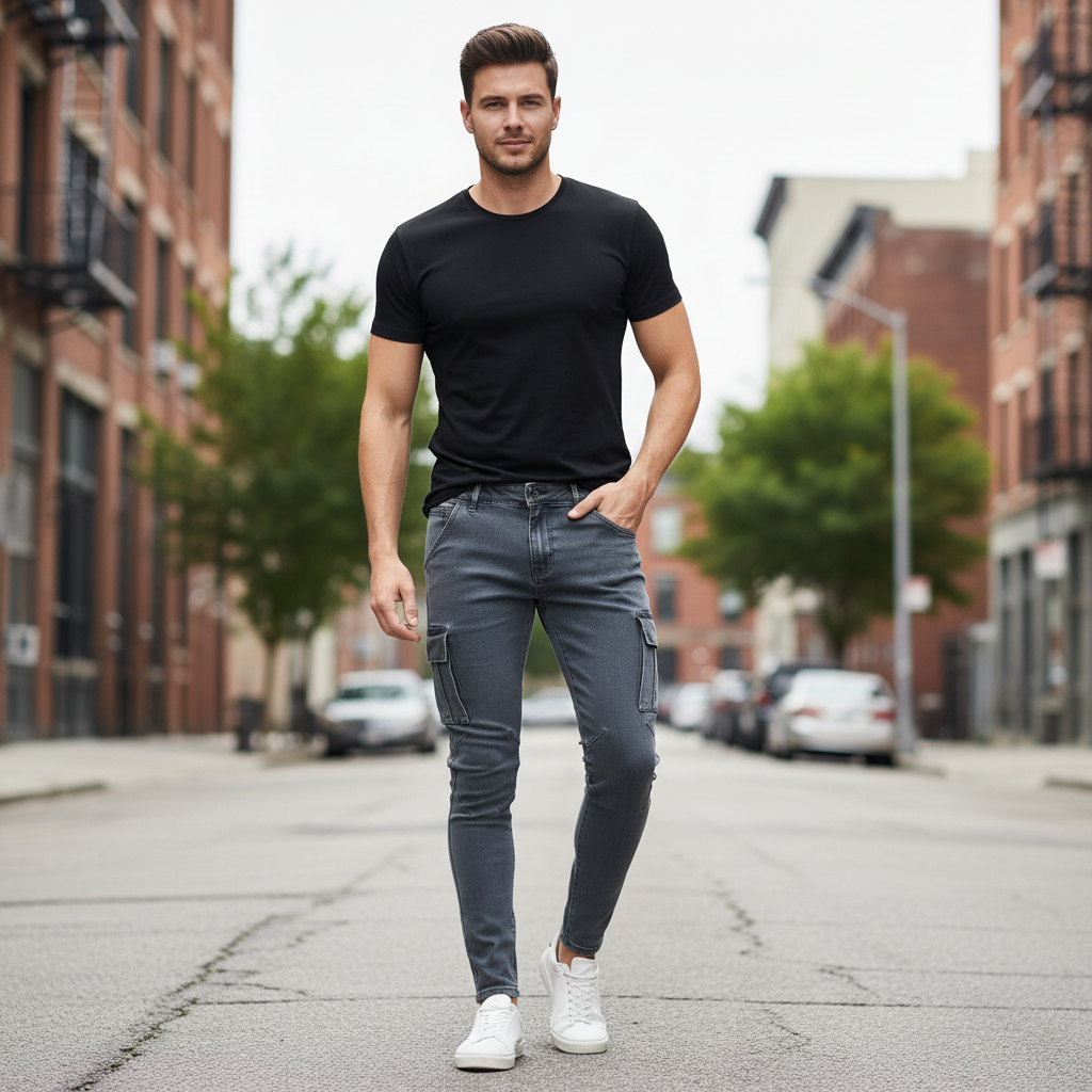 Jeans Cargo Hombre | Pantalones Vaqueros con Múltiples Bolsillos