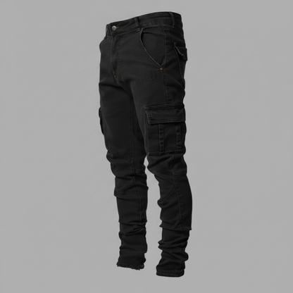 Pantalones Cargo Ajustados de Mezclilla Elástica Hombre | Pantalón Cargo