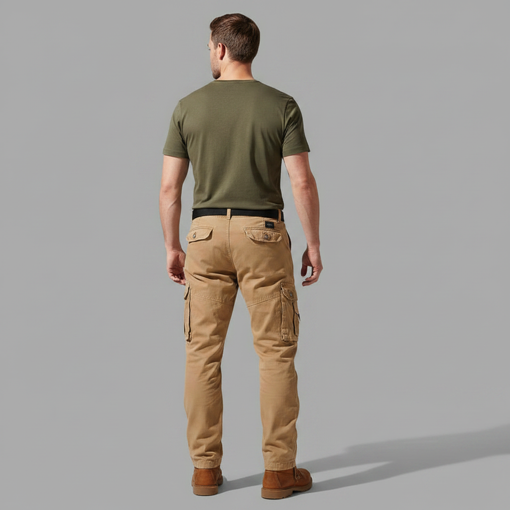 Pantalones Cargo Hombre Corte Relajado con Puños Ajustables | Pantalón Cargo