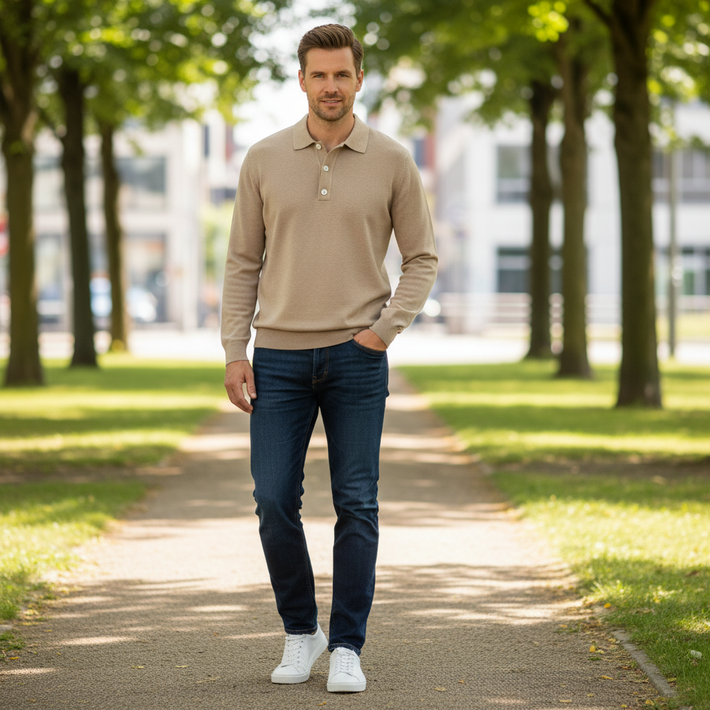 Polo Clásico de Manga Larga para Hombre | Camisas Hombre Elegantes