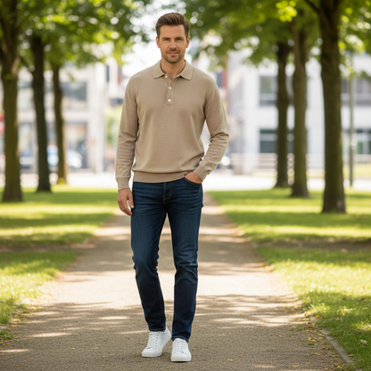 Polo Clásico de Manga Larga para Hombre | Camisas Hombre Elegantes