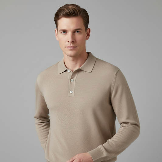 Polo Clásico de Manga Larga para Hombre | Camisas Hombre Elegantes