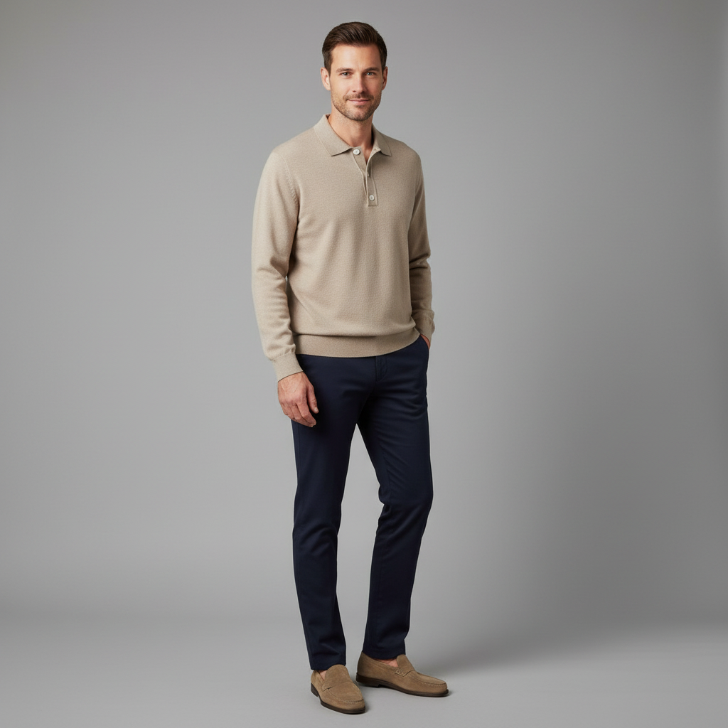 Polo Clásico de Manga Larga para Hombre | Camisas Hombre Elegantes