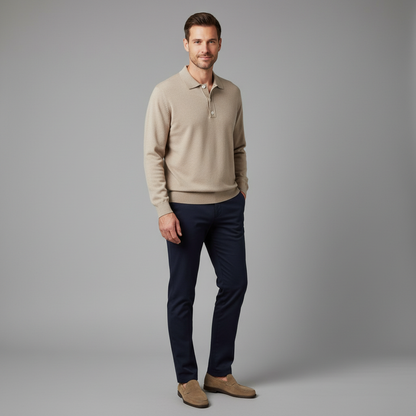 Polo Clásico de Manga Larga para Hombre | Camisas Hombre Elegantes