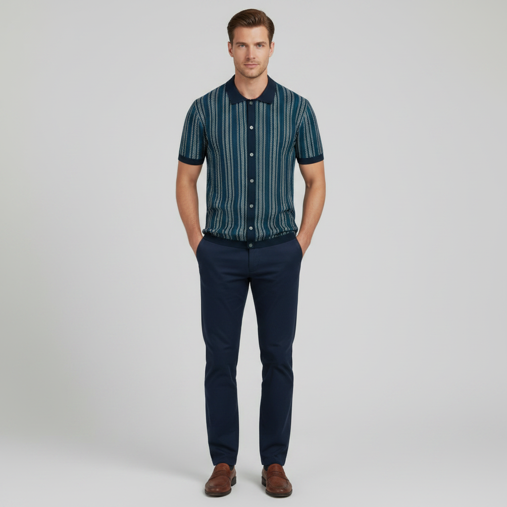 Polo Hombre Chevron Transpirable con Botones | Ropa Casual