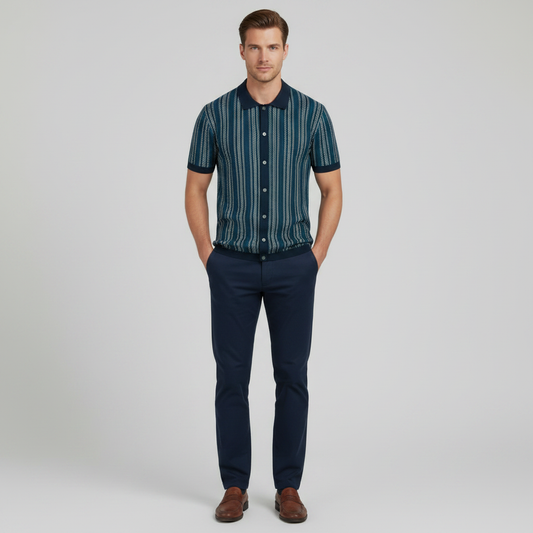 Polo Hombre Chevron Transpirable con Botones | Ropa Casual
