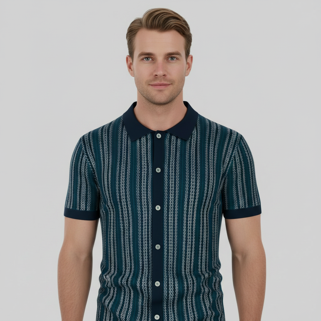 Polo Hombre Chevron Transpirable con Botones | Ropa Casual