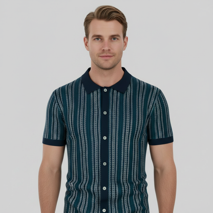 Polo Hombre Chevron Transpirable con Botones | Ropa Casual