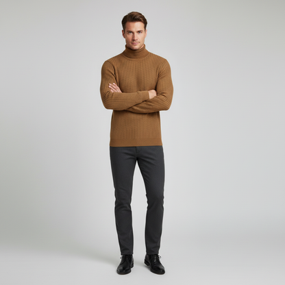 Suéter Acanalado Ajustado para Hombre | Cuello Alto