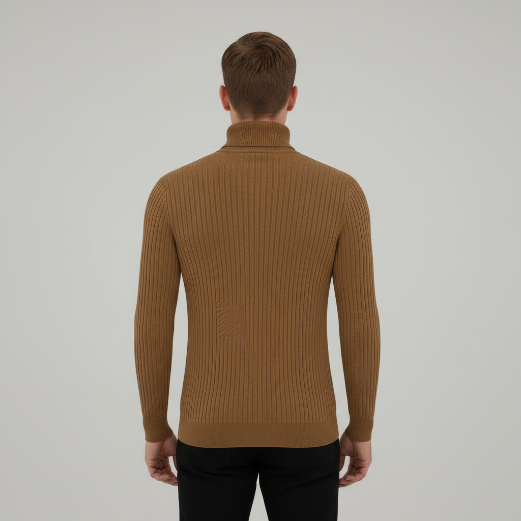 Suéter Acanalado Ajustado para Hombre | Cuello Alto
