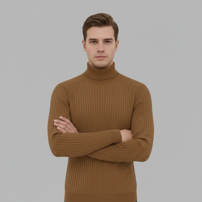 Suéter Acanalado Ajustado para Hombre | Cuello Alto