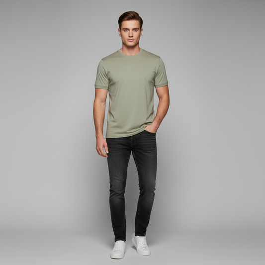 Camiseta León | Algodón Mercerizado Hombre Gris Pardo