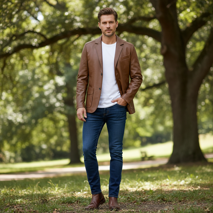 Chaqueta de Cuero PU Clásica para Hombre