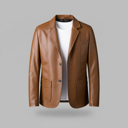 Chaqueta de Cuero PU Clásica para Hombre