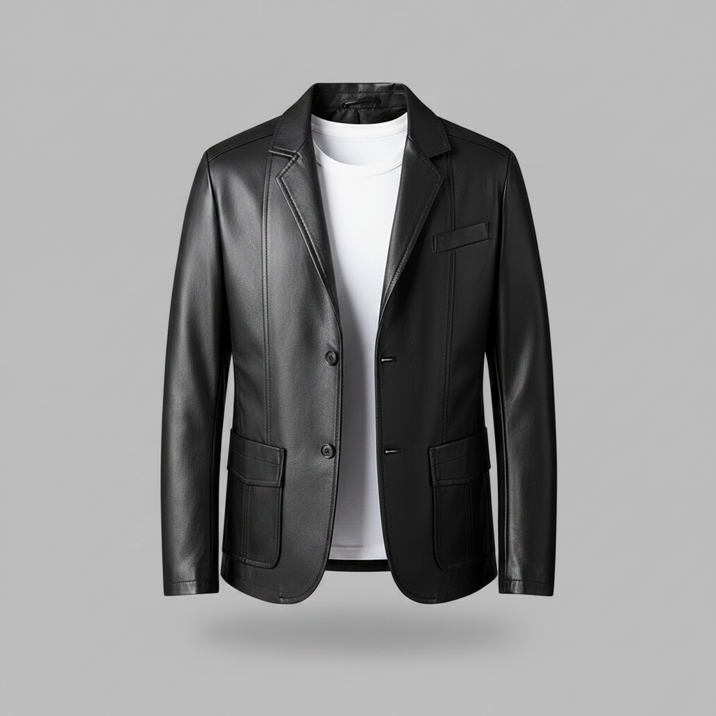 Chaqueta de Cuero PU Clásica para Hombre
