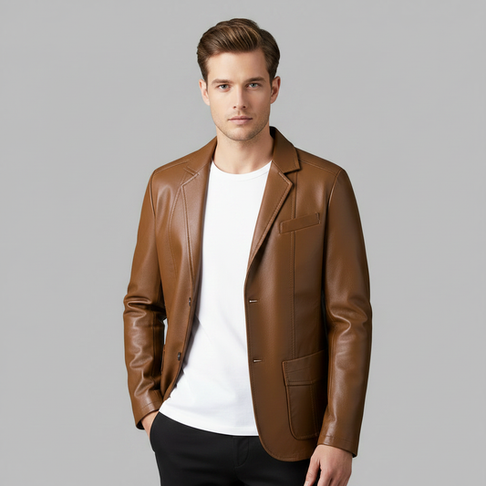 Chaqueta de Cuero PU Clásica para Hombre